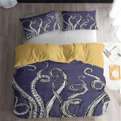 HELENGILI 3D Bedding Set octopus Print Duvet cover set lifelike bedclothes with pillowcase bed set home Textiles #2-3