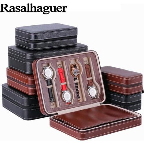 High Level 2/4/8 Grids Leather Watch Box Luxury Zipper Style For Travelling Storage Jewelry Watch Collector Cases Organizer Box