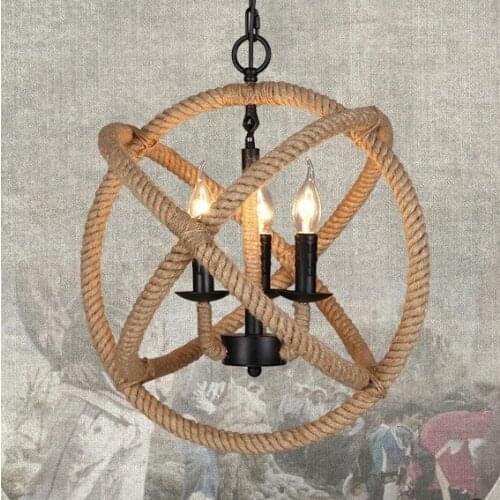 Loft Style Creative Hemp Rope Droplight Industrial Vintage Pendant Light Fixtures For Dining Room Hanging Lamp Indoor Lighting