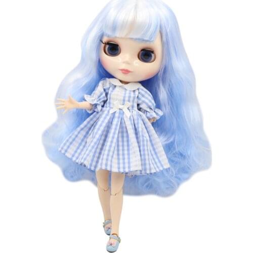 ICY DBS Blyth doll 1/6 bjd 30cm joint body white skin Blue mixed white hair diy makeup girl gift .NO.6005/136