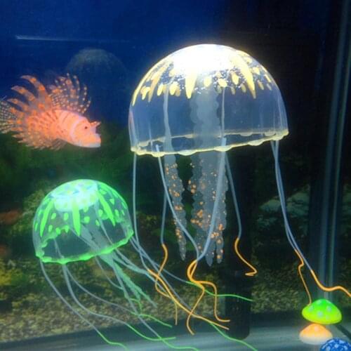 Luminescent Floating jellyfish multiple colour Silicone Simulation jellyfish Aquarium landscaping Decorations 1 pcs