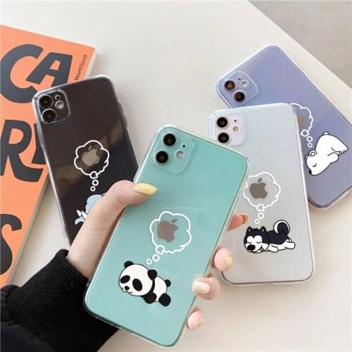 Cute Cartoon Animal Panda Dog Pig Phone Case For iPhone 11 Pro Max X XS XR 12 Mini 6S 7 8 Plus SE20 Funny Transparent Soft Cover