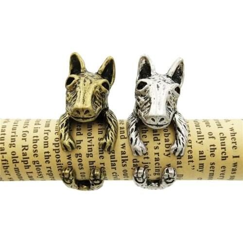 Fashion Vintage Adjustable Animal Ring Cute Bull Terrier Dog Ring For Women Men Gift Jewellery Christmas Finger Gift