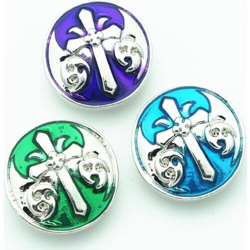 Fashion beauty Oil Cross pattern 18MM metal snap buttons fit DIY 18mm snap jewelry wholesale KZ3248