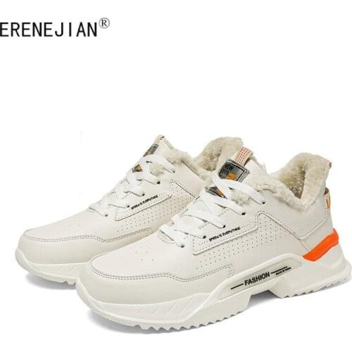 ERENEJIAN 2021 Winter Mens Warm Sports Shoes Fleece Lined Thick Thermal Sneakers For Male Brathable Walking Footwear