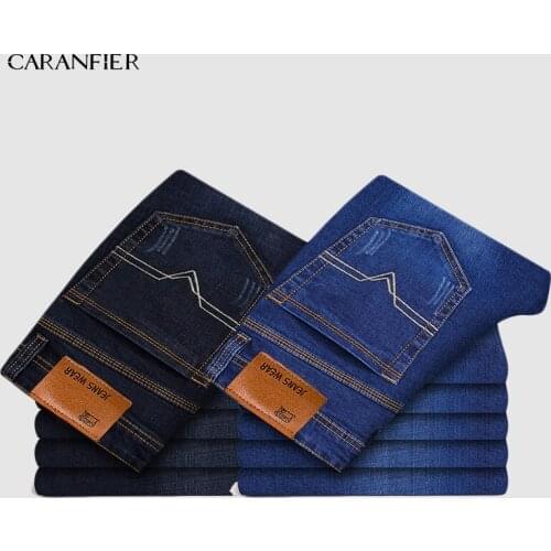 CARANFIE 38 40 Brand 2019 New Mens Slim Elastic Jeans Fashion Business Classic Style Skinny Jeans Denim Pants Trousers Male