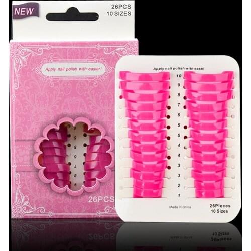 26pcs/set 10 Sizes Spill-proof Finger Cover Environmental PVC Nail Polish Varnish Reusable Holder Nail Beauty Supplies