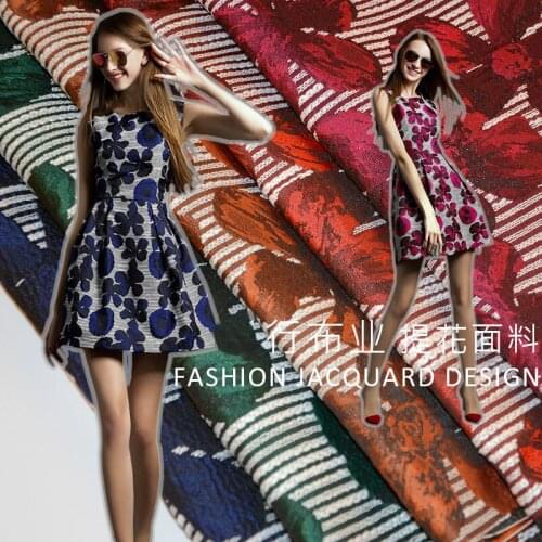 New gold thread cotton yarn fashion jacquard cotton fabric High quality gold flower lace flower jacquard fabric brocade fabric