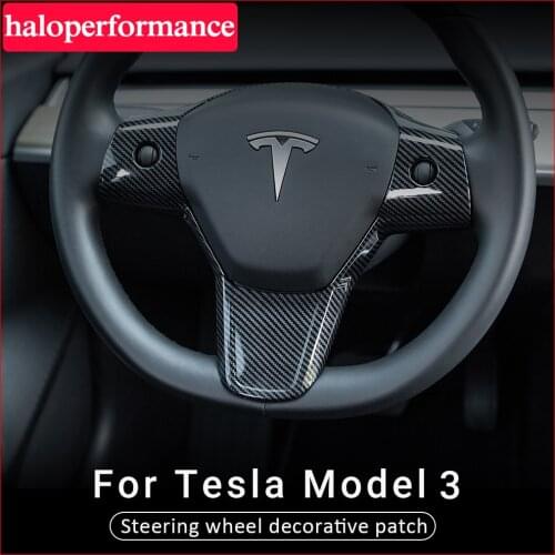 New Model3 Car Steering Wheel decorative patch for Tesla Model 3 Y 2021 Accessories Carbon Fibre ABS Steering Wheel Model Three