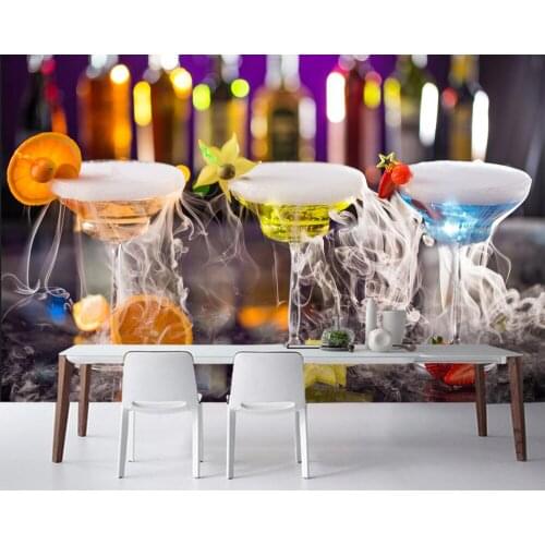 Papel de parede Cocktail Fruit Stemware Food photo Mixed drink wallpaper living room sofa TV background bar restaurant 3d mural