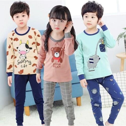 Autumn Baby Kids Pajamas Sets Cotton Boys Sleepwear Suit Girls Pajamas Long Sleeve Pijamas 2PS kids clothes Children Clothing
