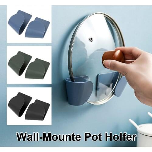 Plastic Pot Lid Holder Wall-Mounted Cooking Tools Holder Stand Hanging Holder Storage Rack 1 Pair