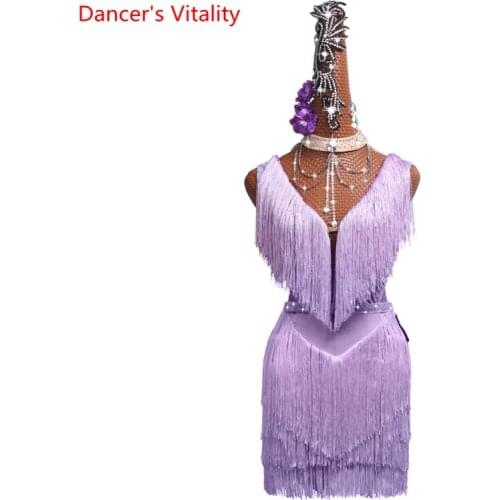 Latin Dance Dress Female Adult Children High-end Custom Sexy Tassel Skirt Cha Cha Dancing Professional Performance Costume