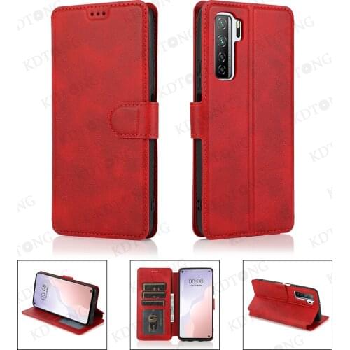 Luxury Leather Flip Case For HUAWEI NOVA 7 6 SE 7i 5i Pro 5 4E 3E Global Hot Sale Retro Solid Color Phone Case Cover Coque Shell