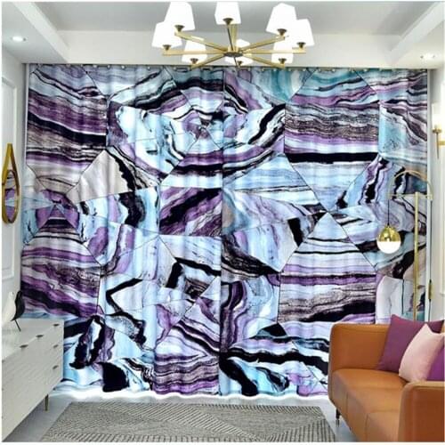New curtains custom bedroom living room simple modern personality creative geometric blackout curtains purple curtains