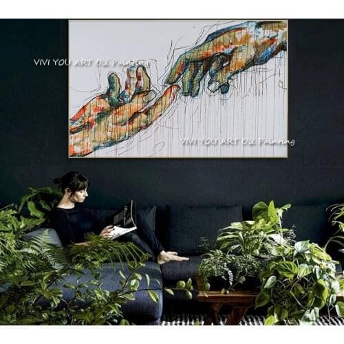 Modern Abstract Colorful Lover Hand oil painting white background Canvas 100% Handmade Large Wall Art for Home Decoration