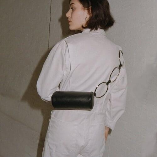 2020 new female bag tide niche personality street trend cylinder bag metal ring portable messenger small bag is different