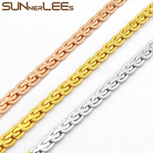 SUNNERLEES Fashion Jewelry Rose Gold Color Necklace 4mm Twisted Chain For Mens Womens Gift C19 N