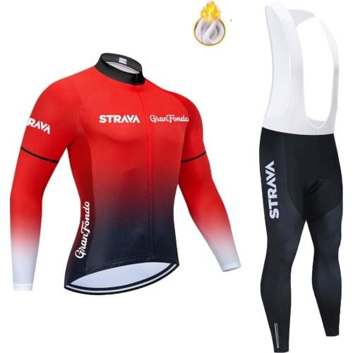 2021 STRAVA TEAM Long Sleeve Cycling Jersey Spring Autumn Bike Pants Set Mens Ropa Ciclismo 19D Pad Bicycling Maillot Culotte