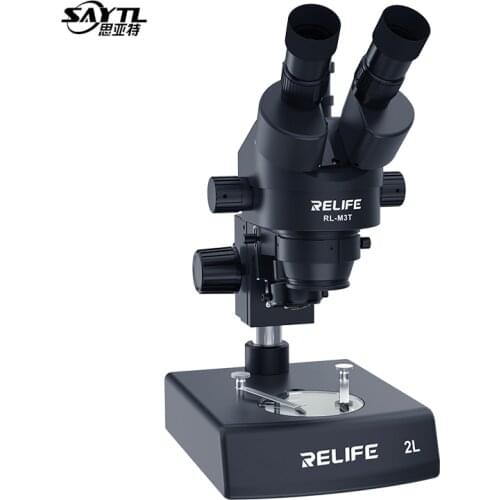 RELIFE M3T-2L Trinocular HD Stereo Microscope 48000W Pixels HDMI Trinocular Microscope Camera 7-45X Continuous Zoom With light