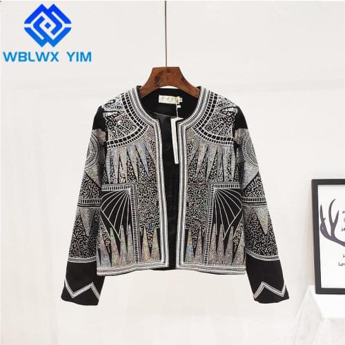 Streetwear Women Bomber Jacket Fashion Sequins Jackets O-Neck embroidery Cardigan Short Coat Loose Harajuku Jacket Female 2021
