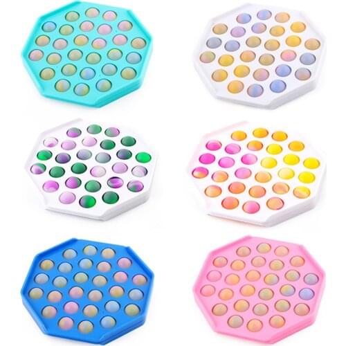 Tie-dye Octagonal Exercise Board AntiStress Game Fidget Toys Children Simple Dimple Toy Pressure Reliever Board Toy dropshipping