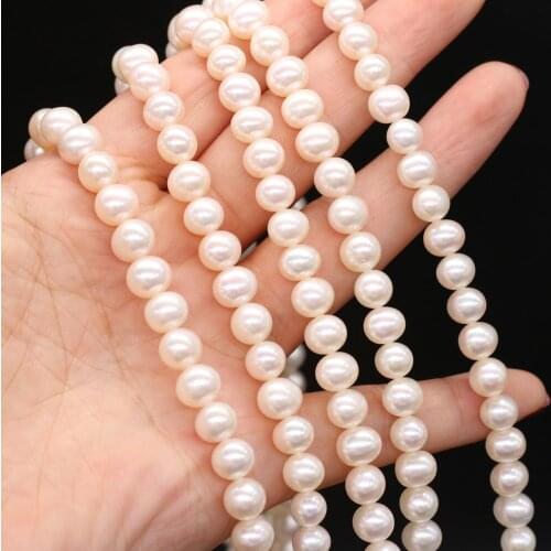High Quality Natural Freshwater Pearl Potato Shape White Beads For Jewelry Making DIY Bracelet Necklace Earring Gift Size 7-8mm