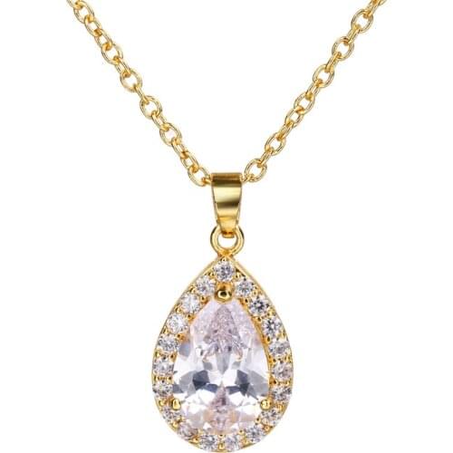 Bettyue Top Quality Simplicity Series Jewelry Cubic Zircon Waterdrop Shape Elegant Necklace Multiple Color Women Wedding Dress