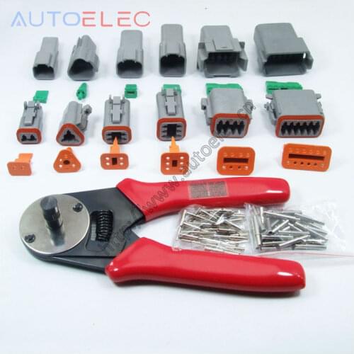 1 sets 6 models Deutsch DT06/DT04 2/3/4/6/8/12Pin waterproof electrical solid Crimper terminals & solid Crimper Tool