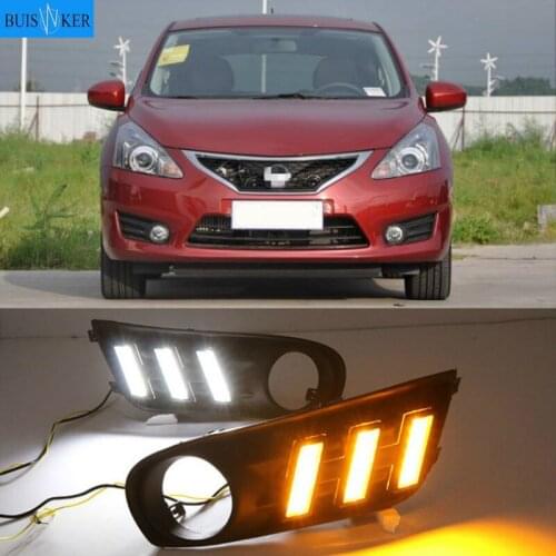 1 Pair of 12V Car Auto LED Daytime Running Light Lamp DRL Fog Lamp Cover Fits for Nissan Tiida 2011 2012 2013 2014 2015