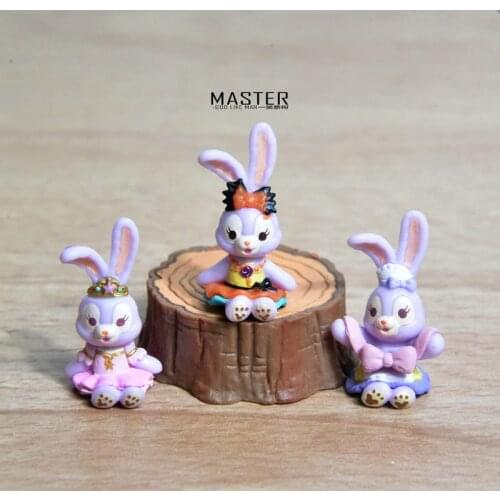 1Lot/3PCS 3cm Exquisite small size Ballerina rabbit star Delu Mini cartoon doll model ornaments toys DIY collection ornaments