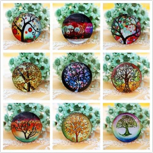 10PCS Round 20MM Mixed life Tree Glass Cabochon for bracelet necklace women 2019 earrings pins ring Jewelry Supply