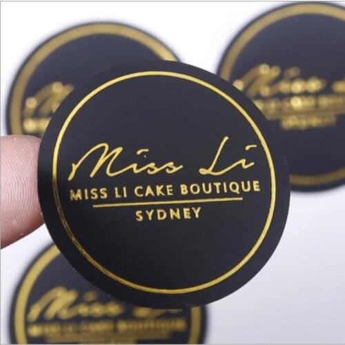 100 Sheets/Black Gold Foil Sticker Custom Commercial Logo Wedding Custom Label Golden Packaging Round Transparent Label