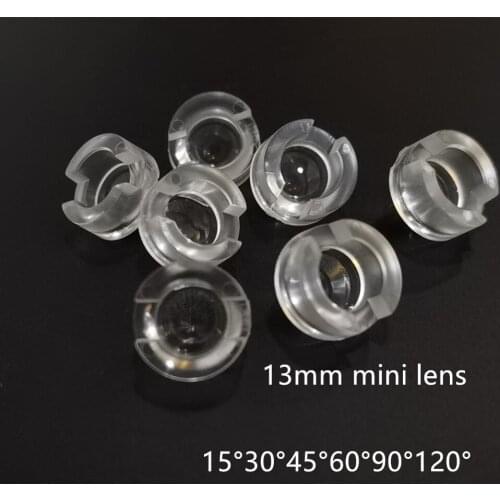100pcs 13mm 1W 3W LED mini Lens 15 30 45 60 90 100 Degree Needn't Holder Synthetical IR LED Power lenses Reflector Collimator