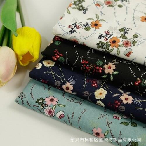 2m/lot Cotton Print Flower Cloth Poplin Fabric for Dress Shirt Headtie Hat Shoes Accessories