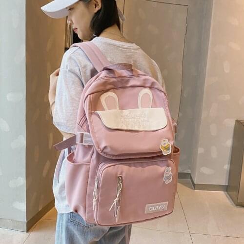 2021 Waterproof Nylon Backpacks Women School Bags for Teenage Girls Preppy Style Travel Backpacks Student Bookbags Female