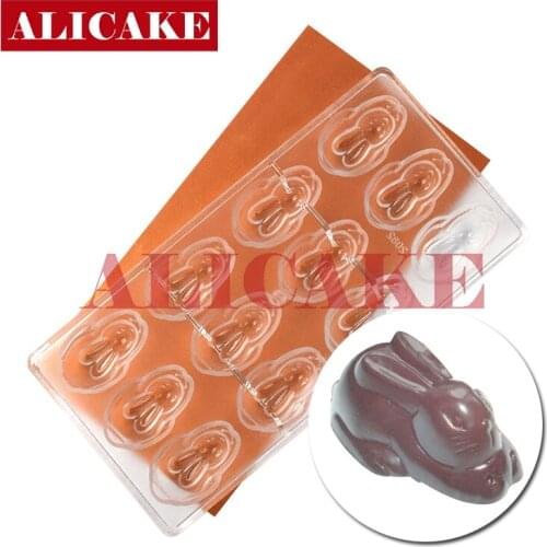 3D Chocolate Mould Polycarbonate Baking Pastry Cake Decorating Tools Plastic Easter Rabbit for Chocolate Form Tray Molds