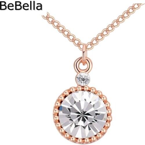 BeBella round shape rose gold pendant Crystal Necklaces Made with Czech crystal women gift