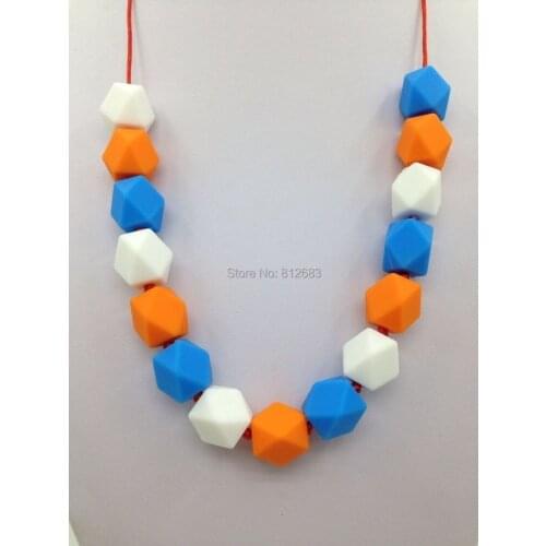 SAFE silicone teether necklace DIY Handmade silicone Geometric chewing necklace Baby teethers Mommy Momma Necklace free shipping