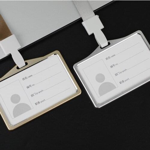 Unisex Business Work Card Aluminum Alloy Work Name Card Holders ID Badge Lanyard Holder Hot Vertical Metal ID Business Case