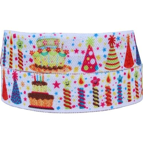 Cake printed birthday celebrating elastic ribbon
