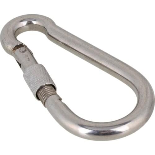 304 Stainless Steel M11 120mm Length Spring Snap Hook Carabiner with Screw Lock