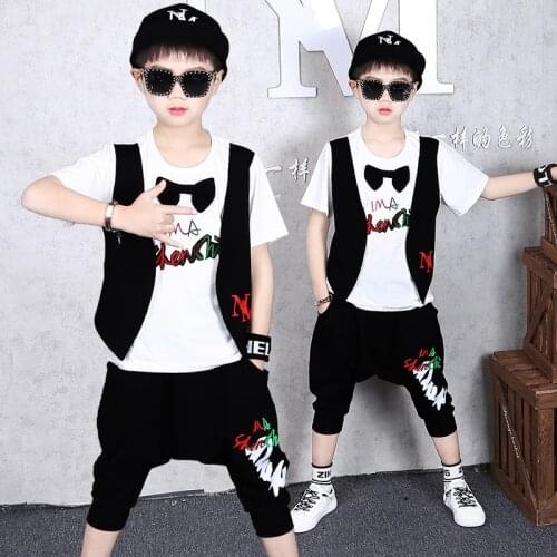 2Pcs Boys Girls Summer Clothing Set Fashion Sport Short Sleeve T shirt Haren Shorts Cotton Gentleman Clothes ensemble fille