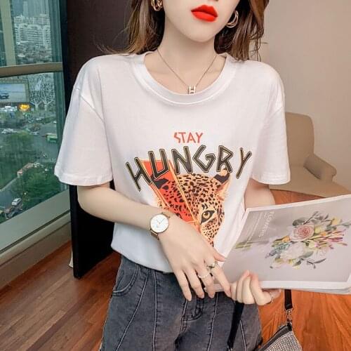 Korean Style Short Sleeves leopard printing Loose T Shirt Hot Sales Female Tshirt Women Fashion Graphic T-Shirt y2k top