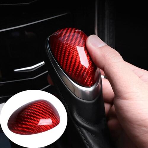 For Cadillac SRX 2013-2016 Red Carbon Fiber gear shift knob Shifter Lever trim