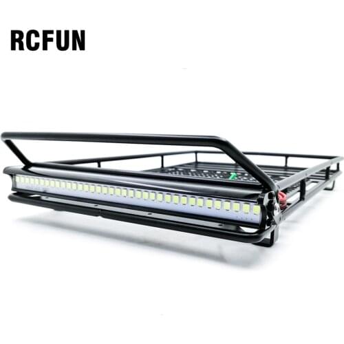 Metal Roof Rack Luggage Carrier with 36 LED Spotlight bar For 1/10 RC Car Trx4 RC4WD Cherokee Wrangler Axial Scx10 S38