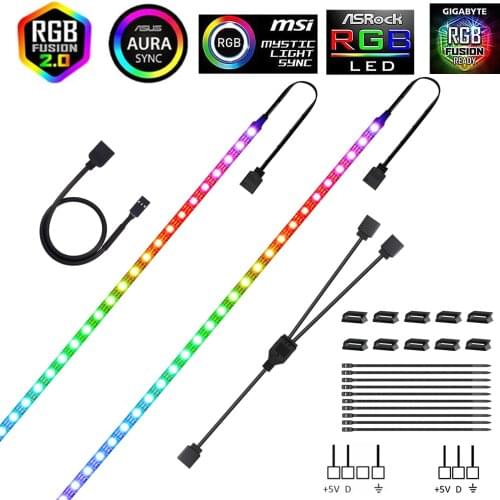 Addressable WS2812b LED Strip for PC, for ASUS Aura SYNC,MSI Mystic Light SYNC,GIGABYTE RGB Fusion 5V 3Pin Header on Motherboard