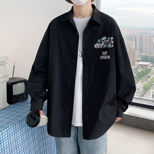 Mens Printed Long-sleeved Shirt Trendy Fashion Loose Oversize Tops Spring And Autumn Coat Plus Size Casual Mens Clothes Shirts