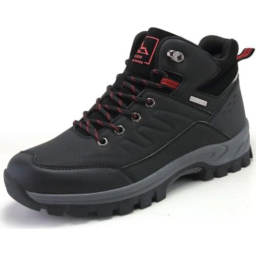 Outdoor mens shoes warm winter hiking hiking shoes mens waterproof non-slip thickening high-top mens snow boots single shoes