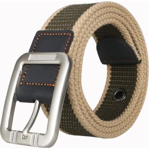 Men Belt Canvas Red/khaki/green/black Male Belts with Alloy Buckle Quality Strap 100cm/110cm/125cm